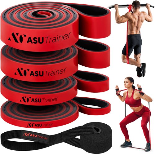 ASU Trainer 4 Pull Up Assistance Bands, Long Resistance Bands for Workout, Exercise Bands for Resistance Training, Stretching, Bodybuilding, Workout Bands, Gym Resistance Band Set (Men and Women)