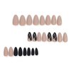 Almond Press on Nails Medium Fake Nails - Grey Black Frosted False Nails Press Ons With Golden Lines Design Nail Tips Stick on Nails Acrylic Nail Kit for Women Manicure Art 24 Pcs