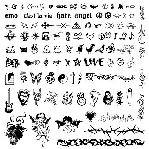 3sheets 100pcs+ Temporary Tattoos for Adult Men Women Small Punk Temporary Tattoos for Hand Body Semi Permanent Tattoos Lasts for 1-2 Weeks