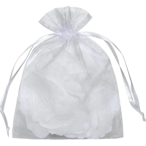 YunKo 50pcs Organza Bags 6x9 Inches Drawstring Jewelry Gift Mesh Bags Fruit Protection Bags White Sheer Organza Wedding Favor Bags