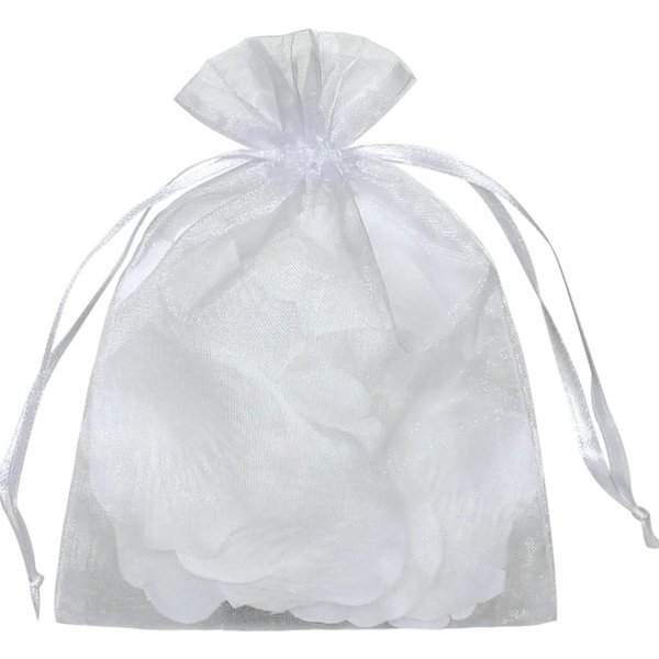 YunKo 50pcs Organza Bags 6x9 Inches Drawstring Jewelry Gift Mesh Bags Fruit Protection Bags White Sheer Organza Wedding Favor Bags