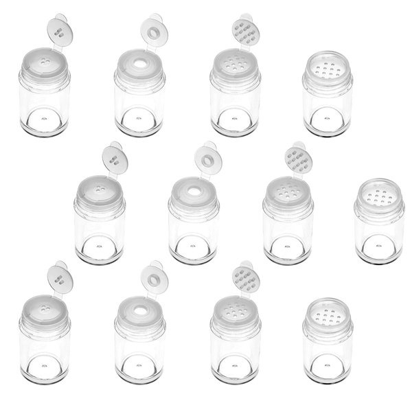 12 Pack Plastic Loose Powder Jar Mini Empty Loose Powder Bottle, Empty Face Powder Bott Travel Cosmetic Glitter Powder Eye Shadow Powder Box Eyeshow Powder Box Makeup Concealer Powder Sifter Container