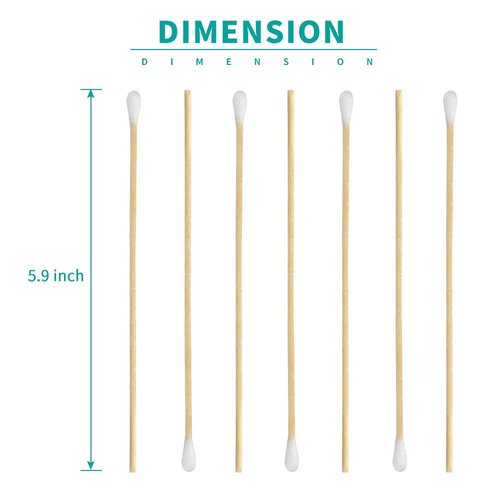 Yinghezu 200 Pcs Count 6" Inch Long Cotton Swabs with Wooden Handles Cotton Tipped Applicator, Cleaning with Wood Handle for Oil Makeup Gun Applicators, Eye Ears Eyeshadow Brush and Remover Tool