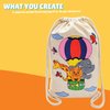 Kalakaram DIY Drawstring Bag Painting Kit, Animal Theme Painting Kit, Pre-Printed Canvas Drawstring Bag, DIY Activity Art and Craft Kit for Girls, Teens, & Kids Age 5, 6,7,8,9+ Kids, Multicolor