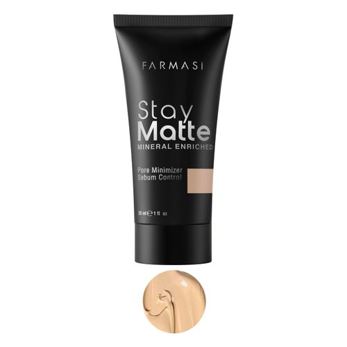 FARMASi Stay Matte Foundation, Matte Finish Foundation for a Naturally Flawless Look, Poreless, Oil Free & Full Coverage Face Makeup, 1 fl. oz / 30 ml (Sand Beige)