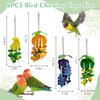 Hamiledyi Natural Wood Block Bird Cage Toys Parrot Chewing Toy Orange&Apple& Banana&Grapes Shaped Hanging Foraging Toy for Small&Medium Birds Parakeets Cockatiels,4pcs