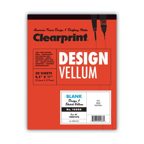 Chartpak 10001410 Vellum Pad, 50 Sheets, Acid-free, 8-1/2-Inch x11-Inch , White