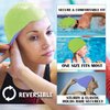Water Gear Jazz Silicone Swim Cap - Flexible Unisex - Great for Short and Long Hair - Improve Your Performance (Lime/Blue, One Size)