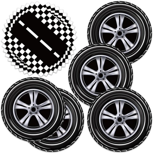 40pcs Race Car Party Supplies,include 20 Dessert plate and 20 Napkin,Racing Car Race Track Party Plate Napkin Set，Used for Racing Sports Party Decoration (black)