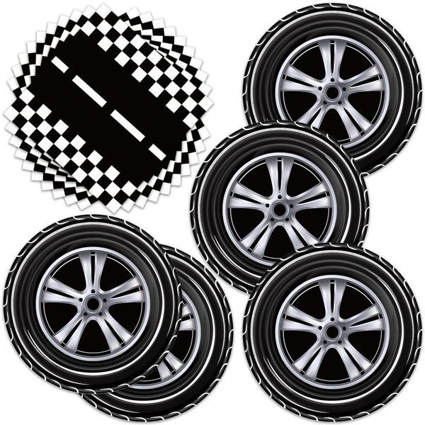 40pcs Race Car Party Supplies,include 20 Dessert plate and 20 Napkin,Racing Car Race Track Party Plate Napkin Set，Used for Racing Sports Party Decoration (black)