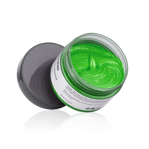 Asocrew Temporary Hair Wax Color, Green, 4.23 oz - Natural Styling Clay for Cosplay, Party