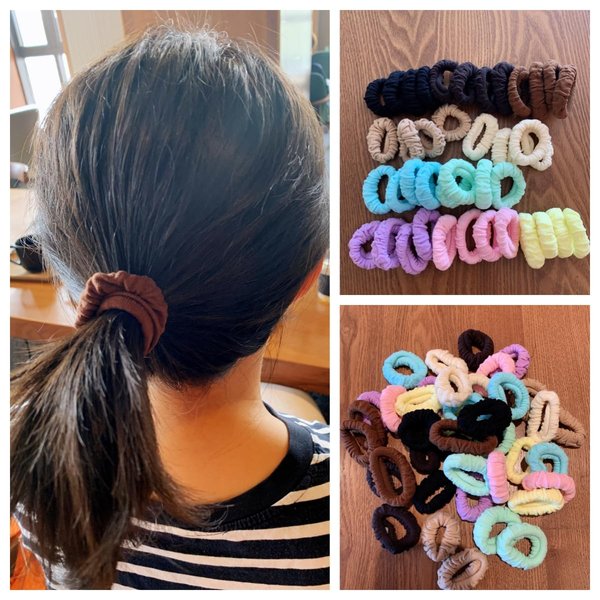 Lemeilleur 40 Pcs Thick Seamless Hair Ties, Elastic Cotton Scrunchies Hair Tie Rope Ponytail Holders Hair Bands Hair Accessories 2 Inches in Diameter Elastic Band No Damage for Medium to Thick Hair,
