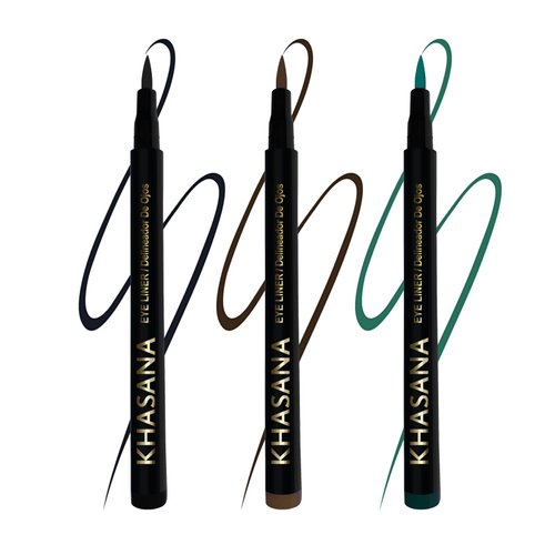 Khasana Ultra Advanced Liquid Eyeliner, Waterproof & No Skip Formula, 24 Hrs -Stay All Day, 2X The Intensity - Soft & Precise Tip, Quick Dry & Smudge Resistant, Vegan. Trio Pack (VILA REAL 135)