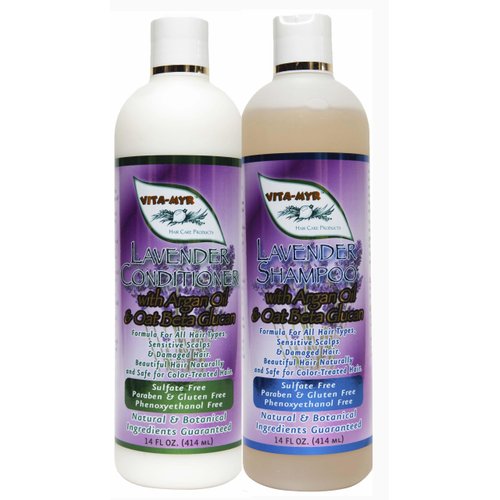 Vitamyr Lavender Care Set 16 Oz Natural Shampoo & 16 Oz Natural Conditioner Botanical Ingredients Vegan & Gluten Free Safe & Effective for all Hair Types Chemical & Sulfate Free