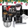 Shaving Kit for Men, Include Safety Razor, Sandalwood Shaving Cream, Mens Aftershave, Pre Shave Oil, Shaving Brush and Bowl, Shaving Apron Bib -Unique Gifts for Men Him Stocking Stuffers