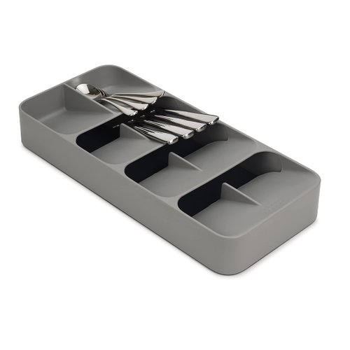Joseph Joseph DrawerStore Compact Utensil Organizer For Kitchen Drawer Silverware, Flatware Tray, Grey