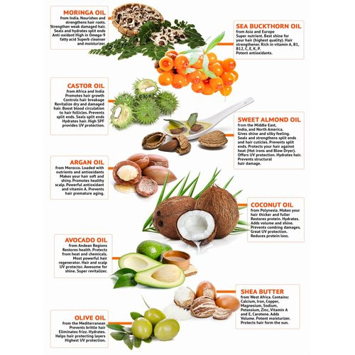 Repair Dry Damaged Brittle Hair Quick with Intense Hydration. Wonderful 9 Hair Oil Blend for Amazing Healthy Hair Beloforte Argan Castor Coconut Olive Avocado Shea Sweet Almond Moringa Sea Buckthorn-2