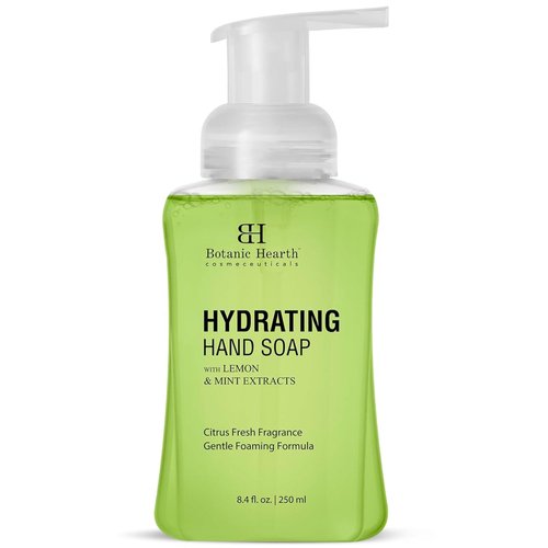 Botanic Hearth Advanced Care Hydrating Foaming Antibacterial Hand Soap with Castor Oil, Lemon Peel Extract & Peppermint | Gentle & Hydrating for Dry Hands | Liquid Handwash | 8.4 fl oz