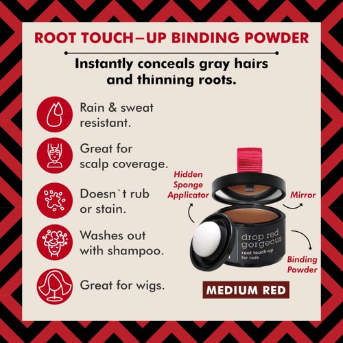Root Touch Up Powder for Medium Red Hair by Style Edit | Cover Up Hair Color for Grays and Roots Coverage | Root Concealer for Medium Red Hair | Mineral Infused Binding Hairline Powder 2 Pack