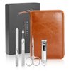 Makartt Manicure Kit: Professional Nail Care Kit Nail Clippers Set - 11 pcs Stainless Steel Tavel Nail Tool Kit Pedicure Kit Men Nail Grooming Kit with Portable Brown Leather Case
