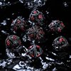 Metal DND Dice Set - Unique Round Hollow Orb Design for Better Rolling - Beautiful Dragon Metal Dice Set for Role Playing Games (RPG) - Stunning D&D Dungeons and Dragons Dice Set (Black Red)