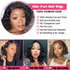 ManeMajesty Short Curly Wigs for Black Women Right Side Parting Lace Closure Wigs Human Hair Bob Deep Curly Wear and Go Glueless Wig 10A Deep Wave Wigs Natural Color 10 Inch
