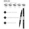 Vtrem 2 in 1 Microblade Eyebrow Pen + Eyeliner Latest Fork-tips Tattoo Eye Brow Pencil with Black Liquid Eyeliner Double-headed Waterproof Stay All Day Eyebrow Pencils and Eye Liner (#01 Light Brown)