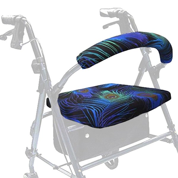 Crutcheze Made in USA Rollator Walker Seat and Backrest Covers | Designer Fashion Accessories - Walkers for Seniors with Seat Gift Cover(Peacock Feathers)