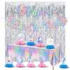 Music Birthday Party Decorations Honeycomb Centerpieces, Birthday Party Supplies for Superstar Birthday Banner, Silver Fringe Backdrop for Disco party Decorations