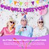 WLPHHM We Will Miss You Banner Glitter Bunting for Graduation Retirement Party Decorations，Graduation Party Going Away Party Office Work Party Farewell Party Decorations Supplies(Purple)