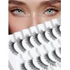 Wispy Lashes False Eyelashes Cat Eye Fluffy Lashes Siligli Mink Eyelashes Thinner Band 3D Volume Natural Lahses 15mm Eye Lashes Curly 7 Pair