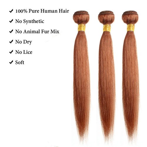 Light Brown Bundles Color #30 Straight Human Hair Bundles Brazilian Virgin Hair 3 Bundles 18 20 22 Inch Reddish Brown Straight Bundles Human Hair Color 30 Bundles Hair Extensions