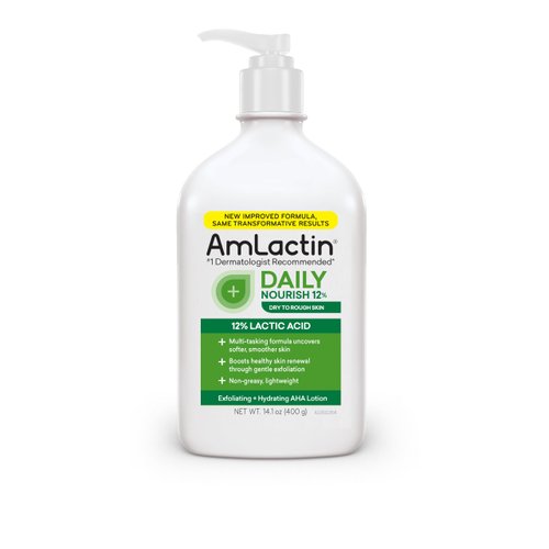 AmLactin Daily Nourish 12% - 14.1 oz Body Lotion with 12% Lactic Acid - Exfoliator and Moisturizer for Dry Skin (Packaging May Vary)​