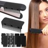 2 Sets Upgraded Hair Straightening Comb Attachments for Flat Iron - Professional Compact Styling Tool (Black)