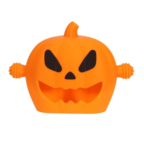 Never Drop Teething Toys for Babies, Baby Mitten Silicone Teether for Soothing Teething Pain Relief, Baby Chew Toys for Sucking Needs (Halloween-Yellow)