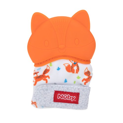 Nuby Happy Hands Silicone Teething Mitten - Baby Teething Toy - 3+ Months - Fox