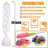 DOREN Jumbo Braids Hair Extensions Synthetic Hair Pure Color 3 Packs for Twist Box Braiding Hair 24inches #60 White Color