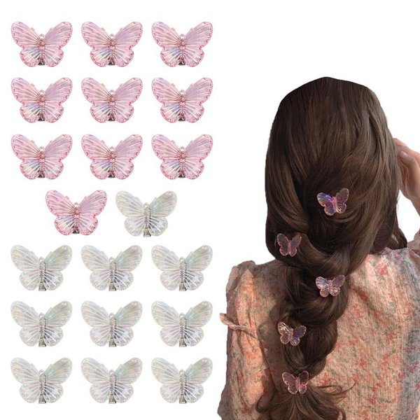 GUDEKIKL 20Pcs Mini Acrylic Butterfly Hairclip, Transparent Glitter Butterfly Hairpins, Cute Butterfly Mini Duckbill Clips, Sweet Butterfly Hair Side Clips Headwear For Women