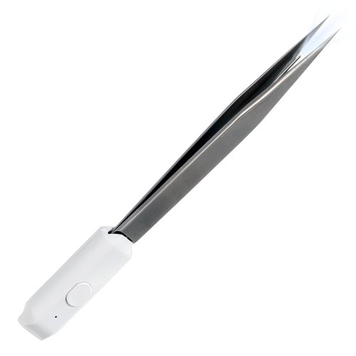CALAILIS Light Tweezers Stainless Steel Tweezers with LED Light Self-illuminating Precision Tweezers Durable and Non-rusting for Precision Eyebrows, Nose, Lip, Hair Removal for Men and Women