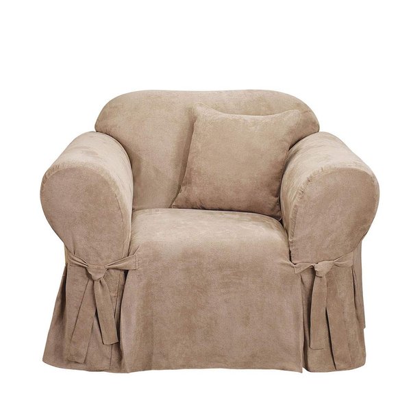 SureFit Soft Suede 1 Piece Chair Slipcover in Taupe