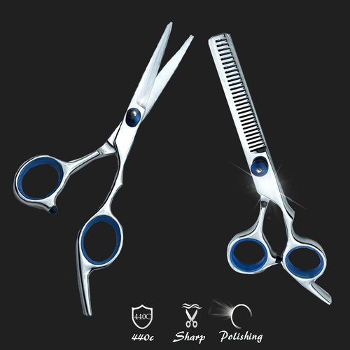 Hair Scissors Set for Hair Cutting Set 13 Pcs Professional Salon Home Haircutting Stainless Steel Thinning Shears Kits for Women (blue)