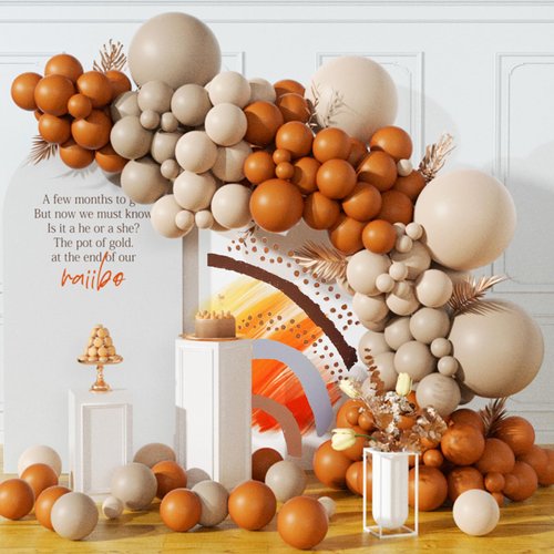 Fall Balloon Arch Kit-Double Stuffed Burnt Orange Balloon Garland with Cream Peach Apricot Terracotta Latex Balloon for Little Pumpkin Baby Shower Thanksgiving Birthday Party Decorations