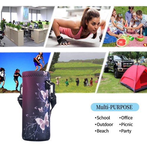 AUPET Water Bottle Carrier,Insulated Neoprene Water Bottle Holder Bag Case Pouch Cover 1000ML or 750ML,Adjustable Shoulder Strap, Great for Stainless Steel and Plastic Bottles