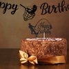 3 Pieces Fishing Birthday Banner Decoration Fisherman Cake Topper Triangle Banner Glitter Fishing Happy Birthday Cake Decoration for Men Boys Kids Black Go Fishing Theme Birthday Party Supplies