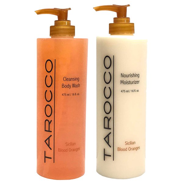 Baronessa Cali Tarocco Skin Care Set: Sicilian Blood Oranges Nourishing Moisturizer Body Lotion + Cleansing Body Wash - 16 Ounce