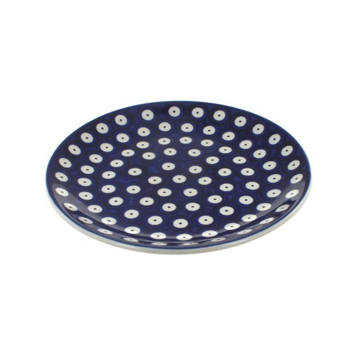 Blue Rose Polish Pottery Dots Dessert Plate
