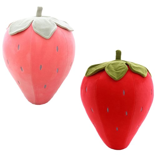 zhidiloveyou 2PCS 9" Strawberry Plush Pillow Soft Stuffed Fruit Toy for Kids Adults