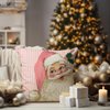 Christmas Decorations Pillow Covers 18x18 Set of 4 Pink Stripes Santa Snowman Snowflake Merry Christmas Tree Let It Snow Hello Winter Holiday Pillows Decorative Throw Cushion Case for Sofa Couch