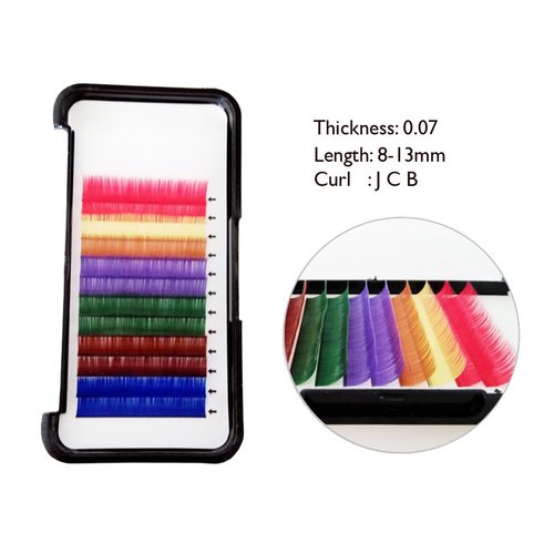 Bodermincer 8-20mm to Choose 12 Lines 7 Colors Mixed One Tray False Eyelashes Individual Eyelash Extension Eye Lashes Individual Eyelash Extension Rainbow Colored Natural (18mm)