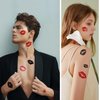 12 Sheets Valentine's Day Lip Prints Temporary Tattoos, Face Body Fake Tattoos, Hot Pink Red Black Kiss Heart Stickers Birthday Party Favors Supplies Festivals Makeup
